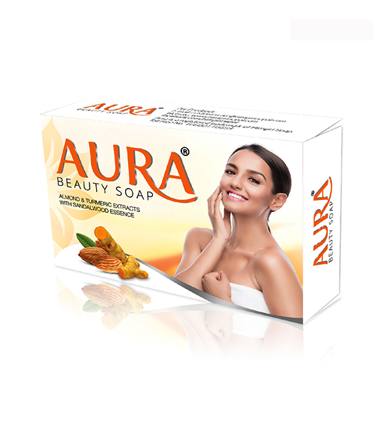 aura beauty soap with almond turmeric extracts 200gm